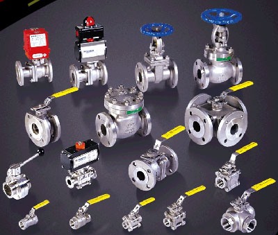 Stainless steel and brass valves.