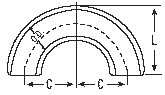 Dimension drawing — 180° return bend, short radius
