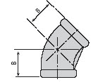 Dimension drawing — 45° elbow