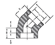 Dimension drawing — 45° elbow