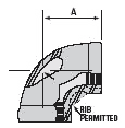 Dimension drawing — 90° elbow