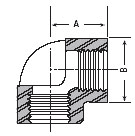 Dimension drawing — 90° elbow
