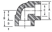 Dimension drawing — 90° elbow