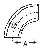 Dimension drawing — 90° elbow, long radius