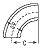 Dimension drawing — 90° elbow, short radius