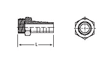 Dimension drawing — combination hex nipple