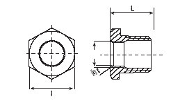 Dimension drawing — hex bushing