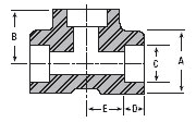 Dimension drawing — reducing tee