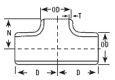Dimension drawing — reducing tee