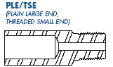 Dimension drawing — swage nipple, plain large end and threaded small end