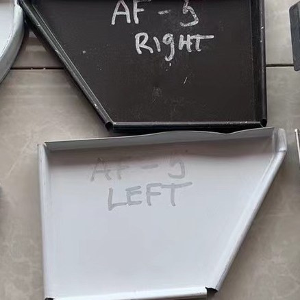 Custom 5 inch angle end caps, handed pair.