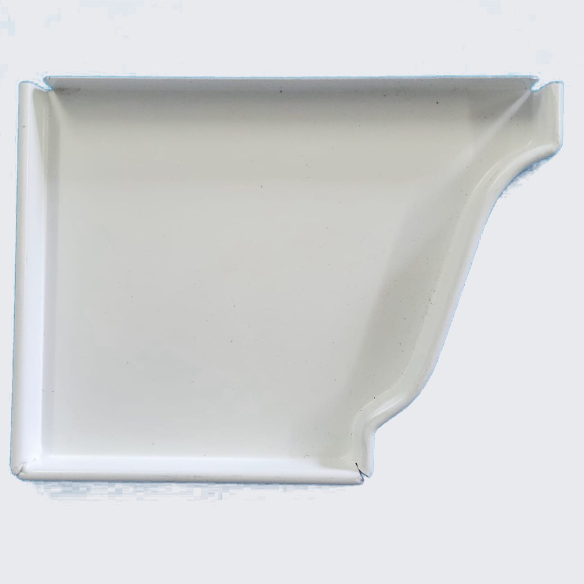 White painted 6 inch K-style gutter end cap, left hand.