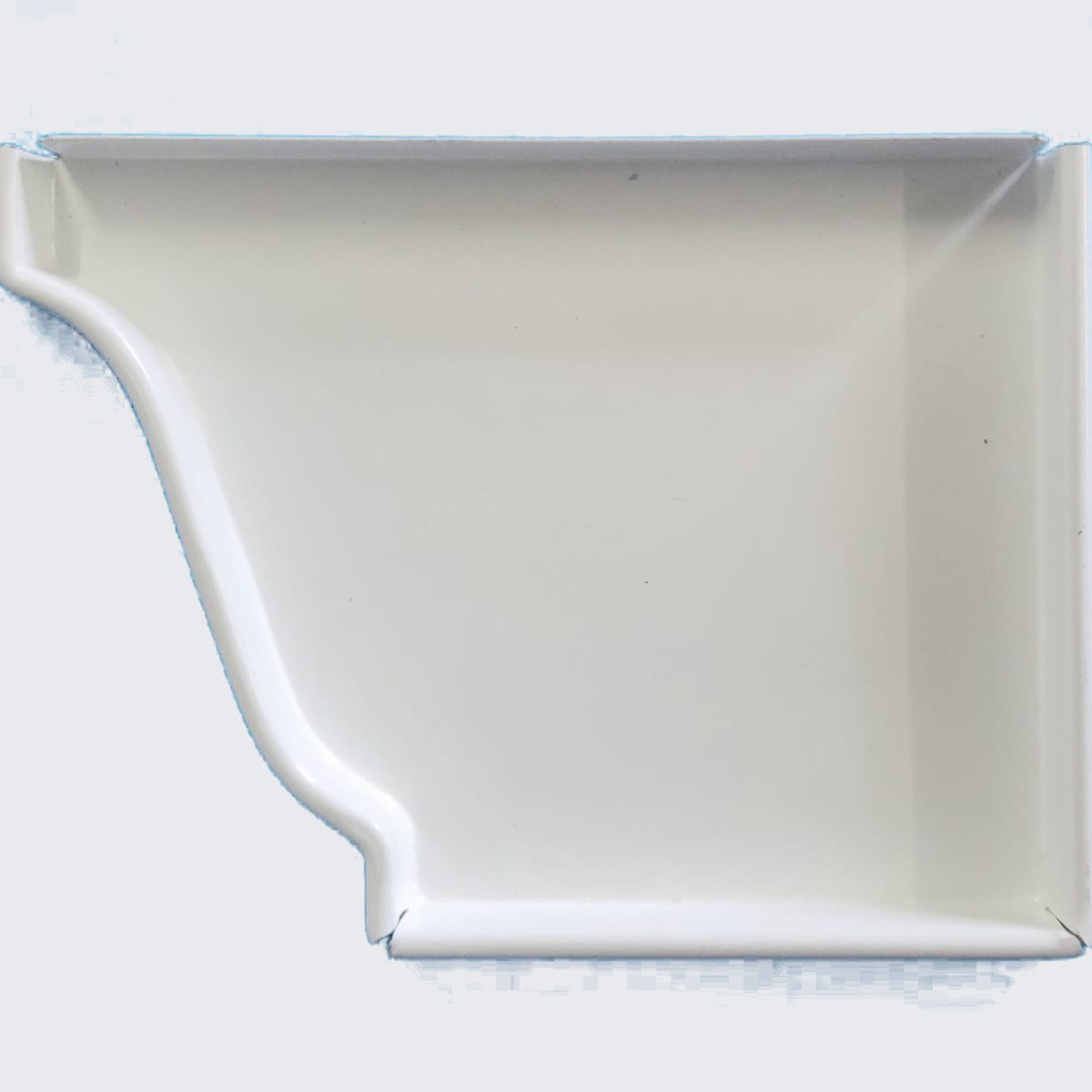 White painted 6 inch K-style gutter end cap, right hand.