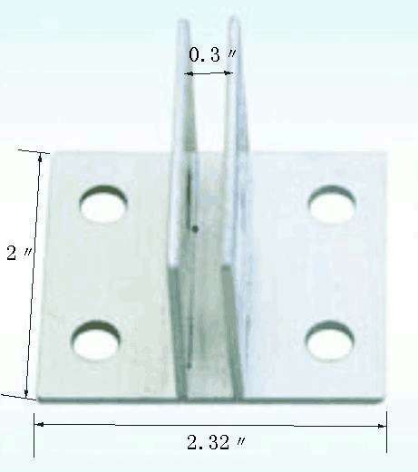 Zinc plated mounting bracket, 2 by 2.32 inches.